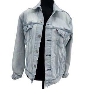 Levi’s Premium Women’s Ex-Boyfriend Trucker Jacket Light Blue Size S Oversized‎